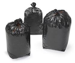 Black heavy-duty trash bags
