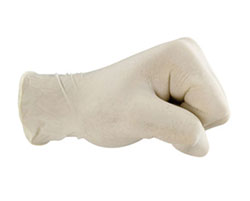 Disposable white latex gloves