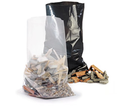 Two clear and black rubble bags