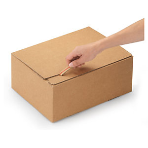 Caja de cartón montaje instantáneo y cierre adhesivo canal simple
