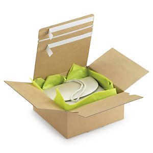Caja con fondo automático y doble banda adhesiva