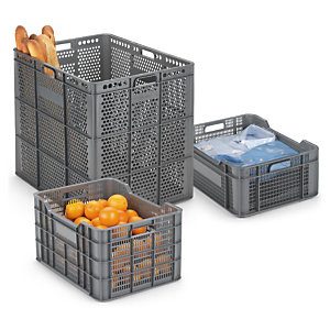Caja de plástico de rejilla para pan y fruta