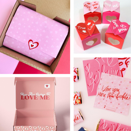 emballasje med trykk valentine