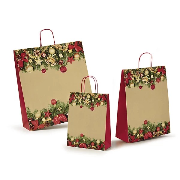 Bolsa kraft Navidad asas rizadas RAJA®